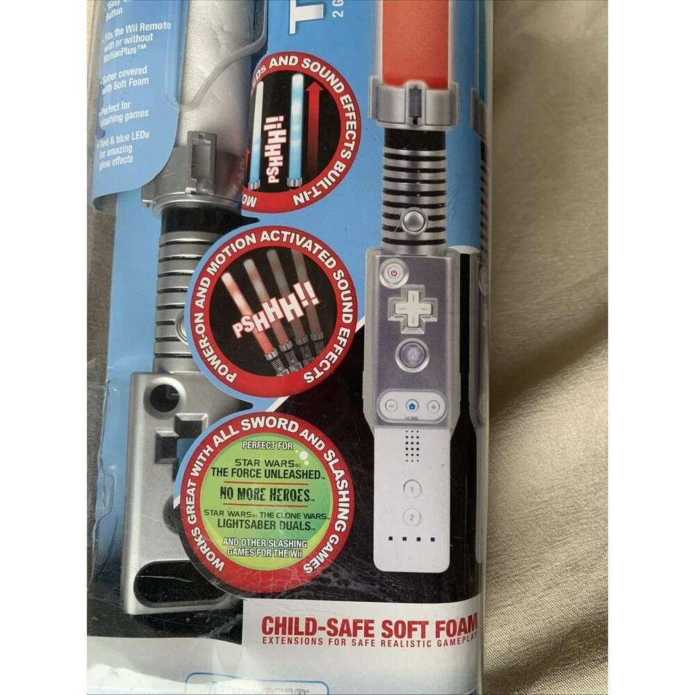 Wii Twin Star Sabers Twin Pack Child Safe Soft Foam LED & Sound Effects NIB IMP